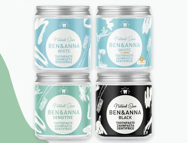 Dentifrice 4 variétés, pot en verre | Ben&amp;Anna, 100 ml 